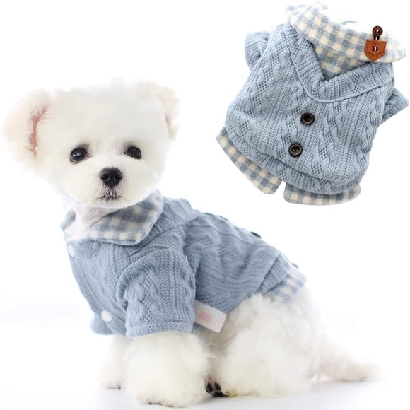 Black and Blue Dog Jacket puffer sweater Set - Picture 7 of 16